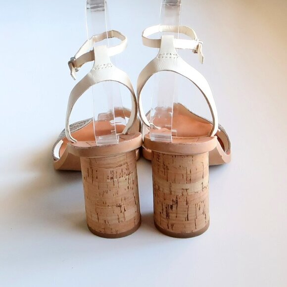 Dolce Vita Jali Snakeskin & White Round Cork Heels / Sandals / Summer Shoes S - Picture 5 of 16